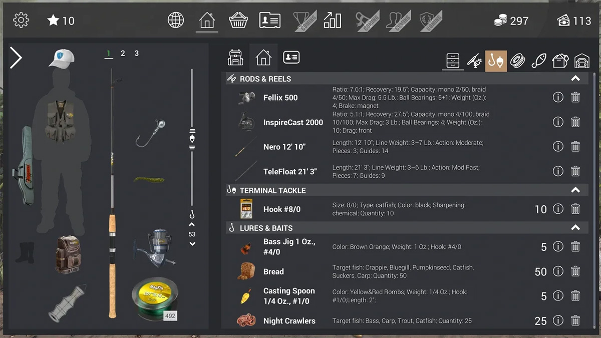 Fishing Planet customizable gear
