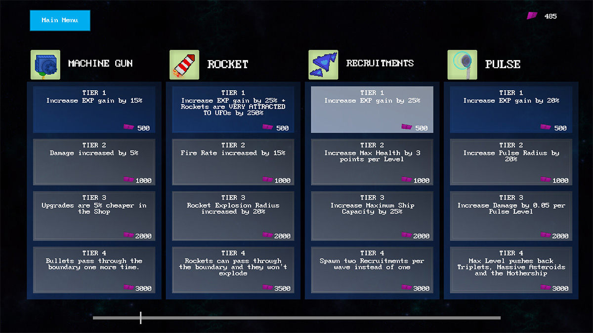 Asteroids ++ in-game cheats