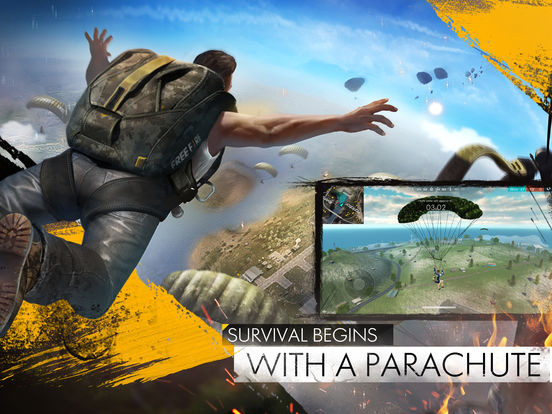 Free Fire survival begins with a parachute