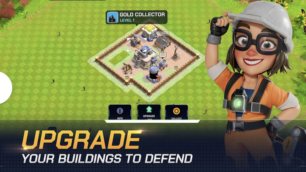 Heroes of Mavia upgrade your buildings to defend